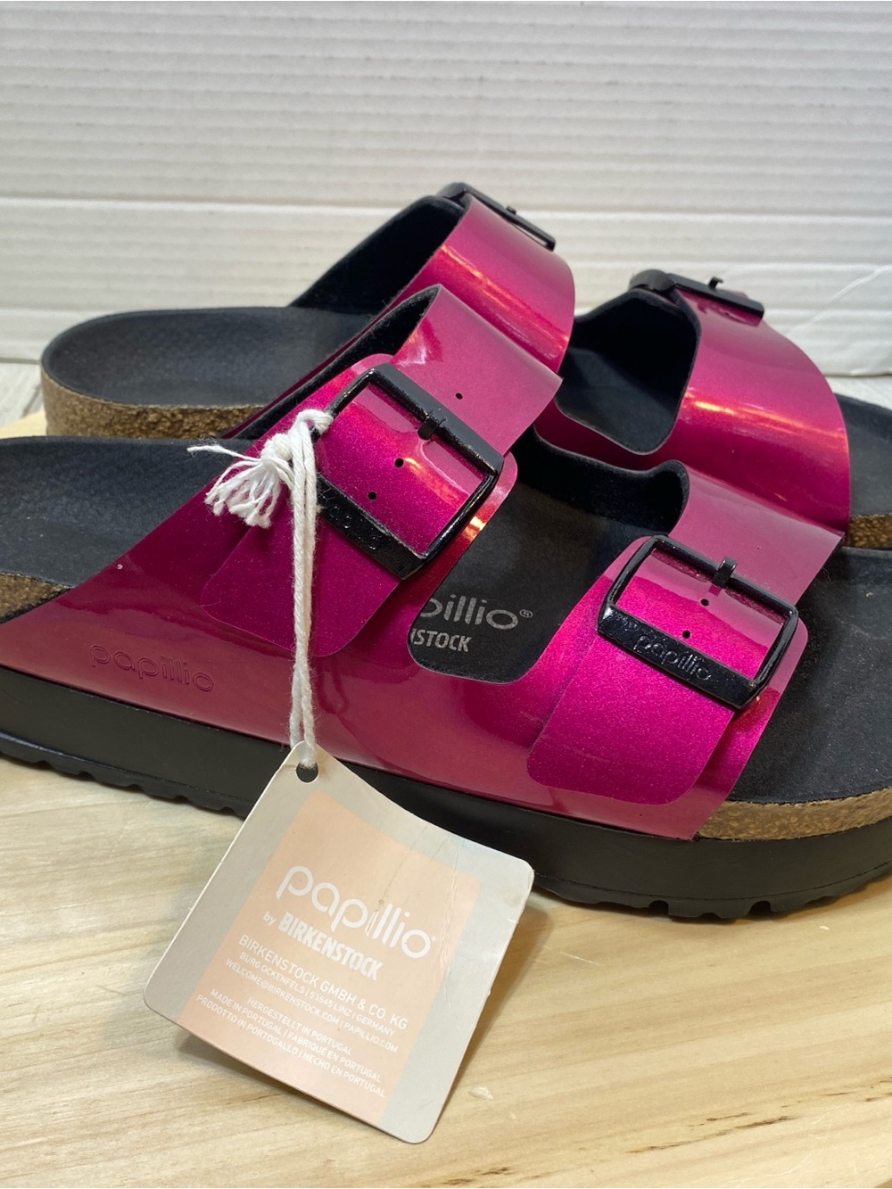 Papillio By Birkenstock Platform Sandals Women Sz 41 US 10 Magenta Metallic New
